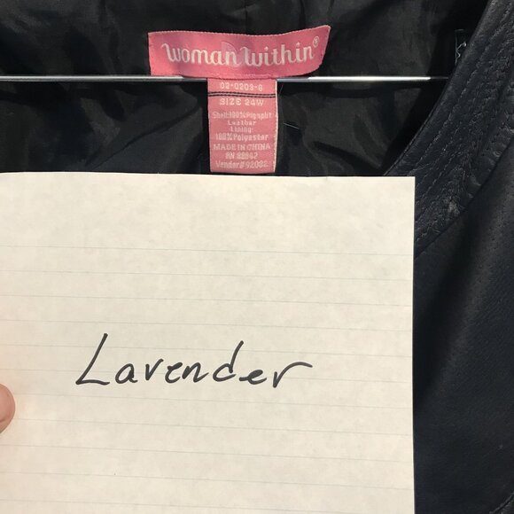 Woman Within Navy Leather Zip-Up Jacket Womens Plus Size 24 - Picture 8 of 12